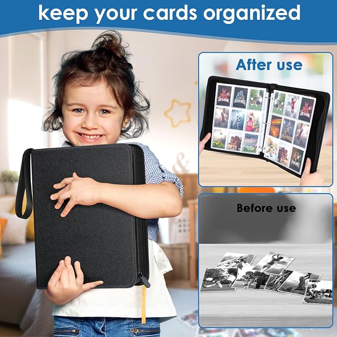 900 Pockets Card Binder, Trading Card 9 Pocket Durable Card Holder Album, Baseball Card Protectors for MTC,TCG, Game Cards, Sports Cards (Black)