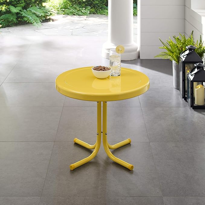 Crosley Furniture Griffith Weather Resistant Retro Metal Outdoor Side Table