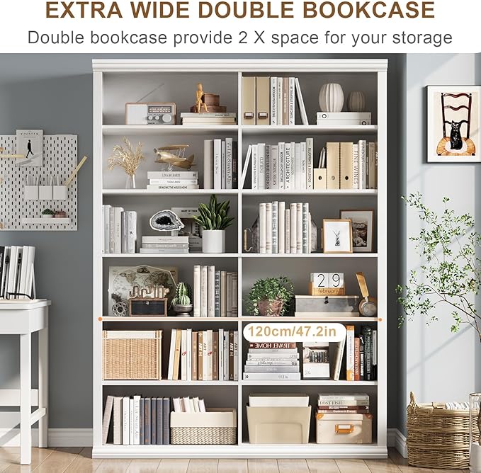 Rresyet 71.8" L *47.2“W Wooden Bookcase and Bookshelf – Extra Large Bookshelf