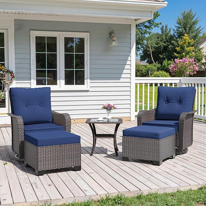 ALAULM 5-Piece Outdoor Swivel Rocking Chair Set