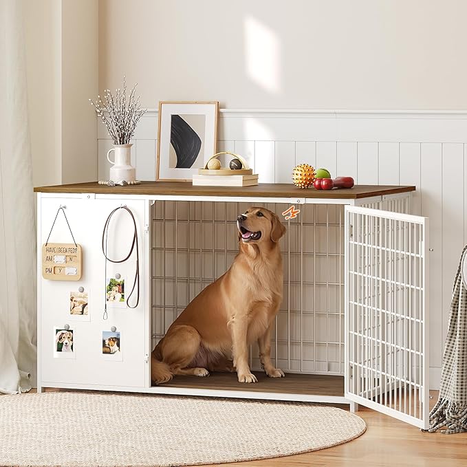 YATINEY Foldable Dog Crate Furniture, 47.2" Dog Crate