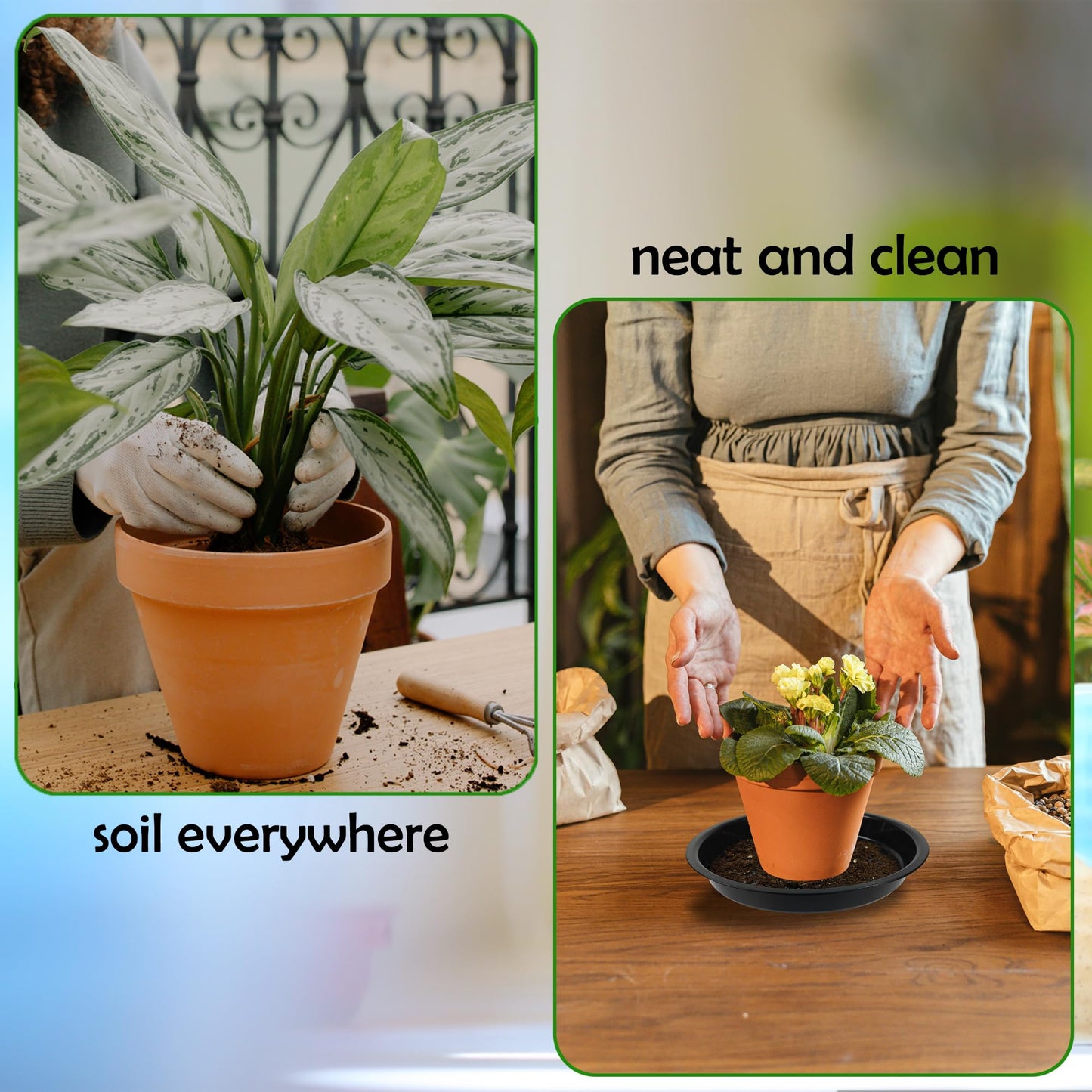 TNTIWQ 6 Pack 12 Inch Round Plant Saucers for Less 10 Inch Pot Indoors Outdoors Plant Trays for Pots Planter Saucer Plastic Drip Tray Planter Water Tray (Black, 11.8"(6pcs))