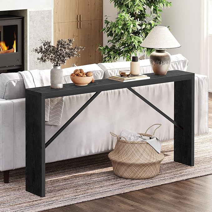 MAHANCRIS Console Table, 62.2" Long Sofa Table Behind Couch, Narrow Entryway