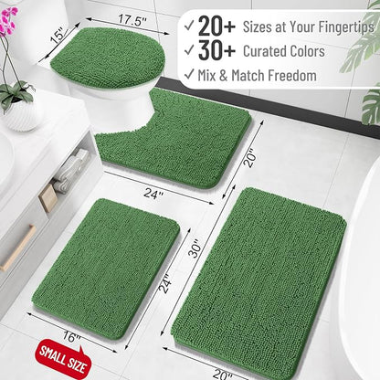 OLANLY Large Bathroom Rugs 40x32, Extra Soft Absorbent Chenille Bath Rugs, Rubber Backing Quick Dry, Machine Washable Bath Mats for Bathroom Floor, Tub and Shower, Home Decor Accessories, Olive Green