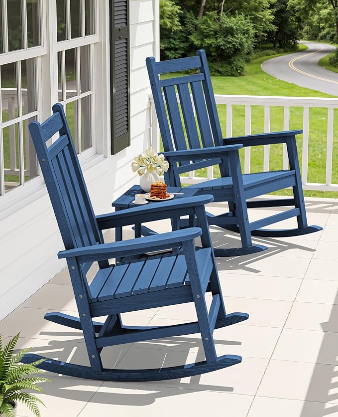 KINGYES Oversized Outdoor Rocking Chair, All-Weather Patio Rocking Chairs