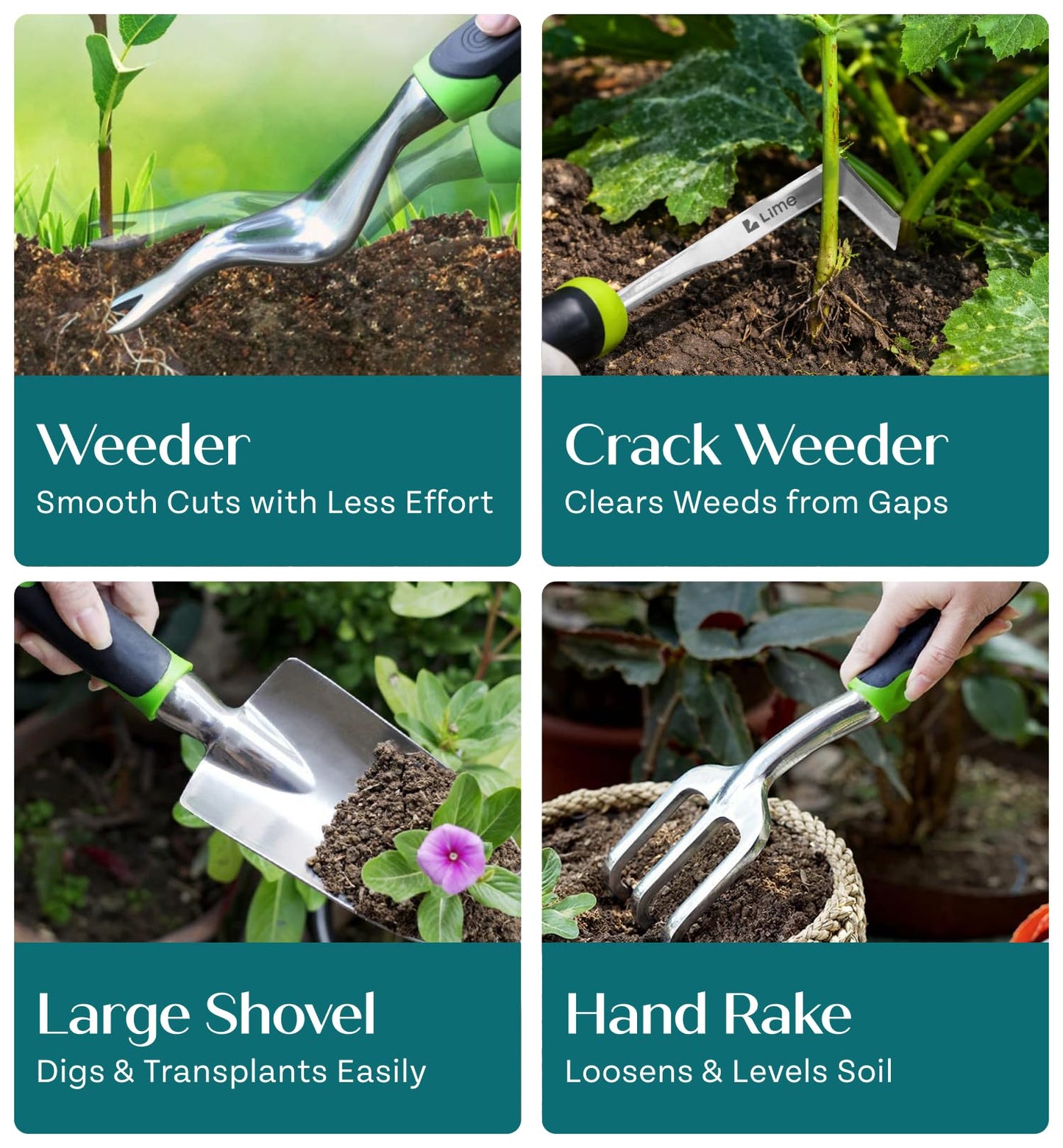 Heavy Duty Gardening Tools - Gardening Gifts for Women, Men, Mom, Dad - Durable, Ergonomic Garden Tools Set (Floral)