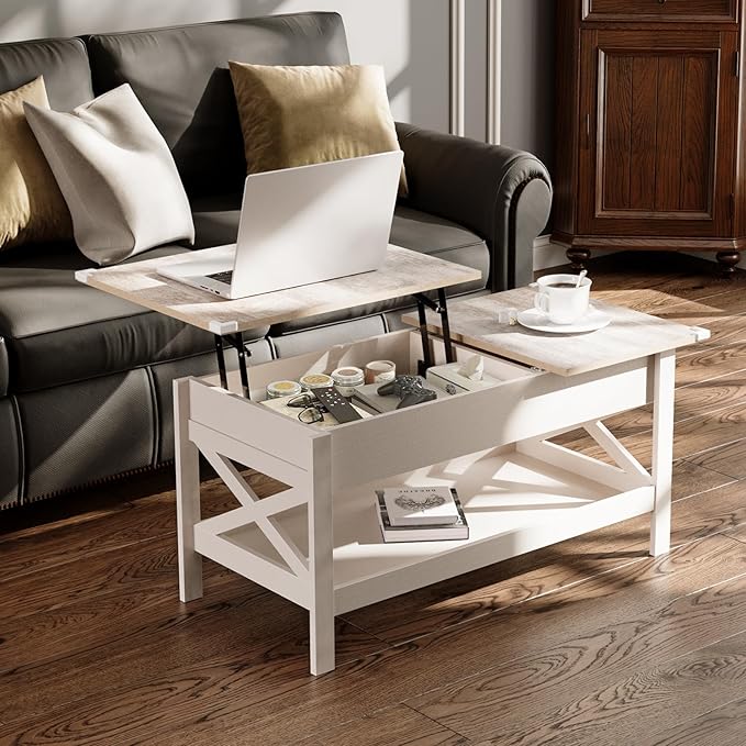 Lift Top Coffee Table with Storage, Small Coffee Table with Hidden Compartment