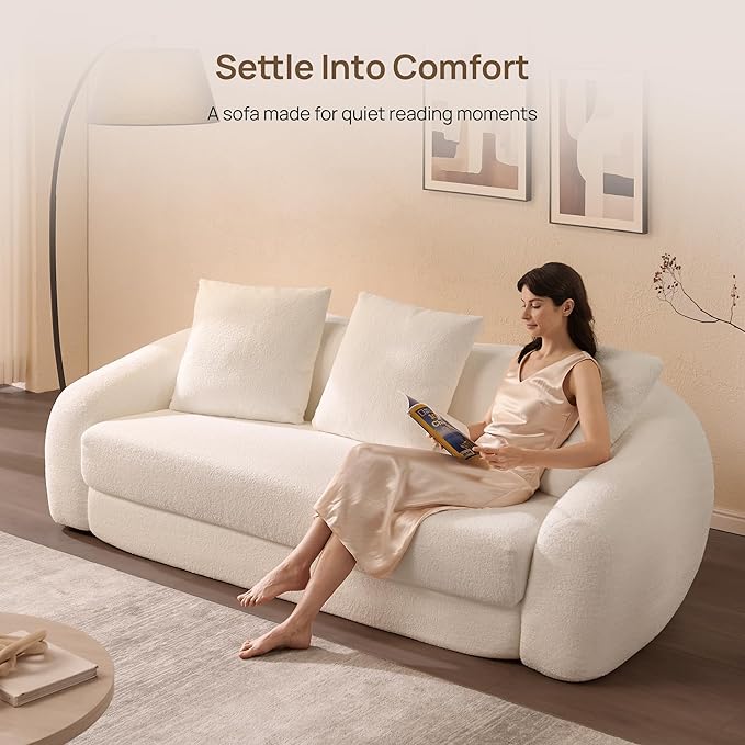 SICOTAS 90.6" Curved Convertible Sofa Couch Bed