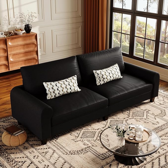 EASE MOOSE 70.6" Faux Leather Loveseat Sofa, Deep Seat Waterproof and