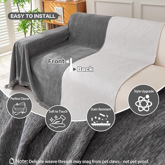 DREAMINGO Sofa Covers Washable Thick Chenille Couch Cover