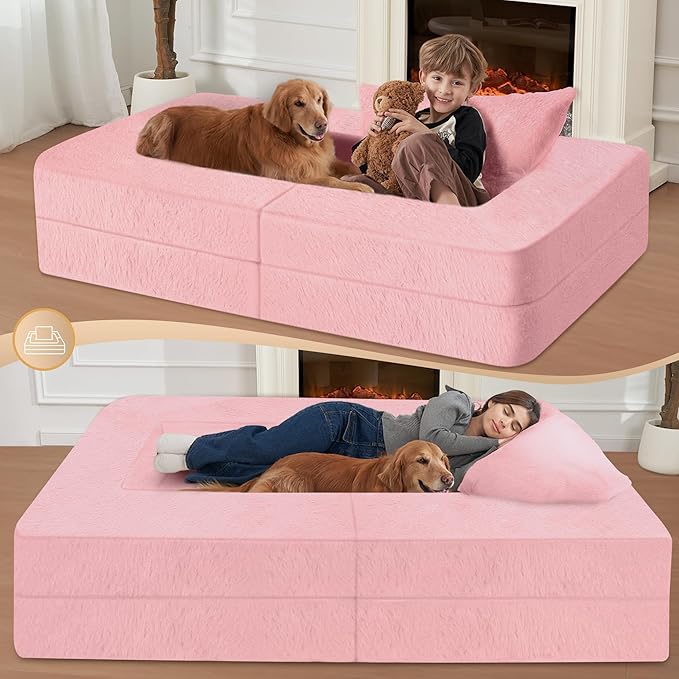 Futon Sofa Bed with Pillow, 3-in-1 Sleeper Sofa Bed with Removable Cover