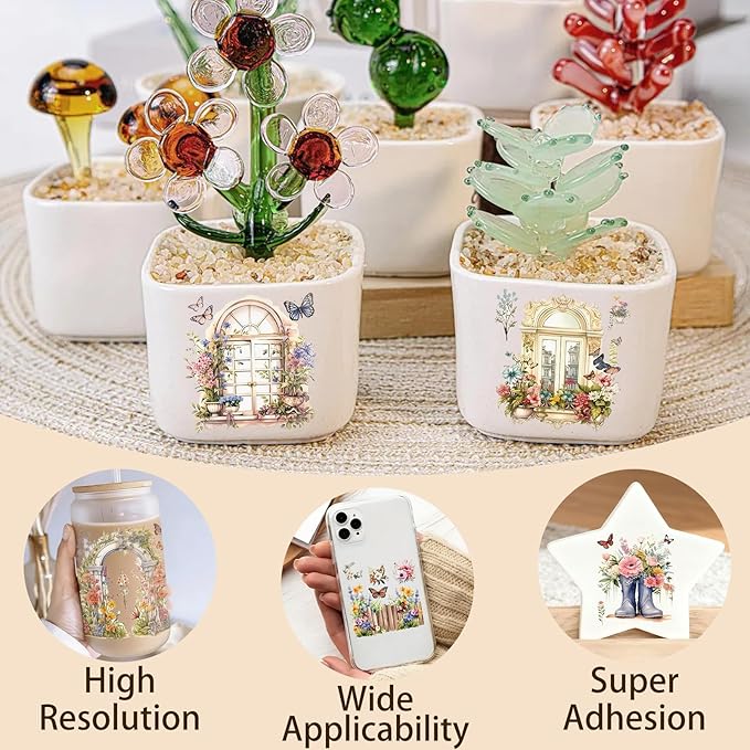4 Sheets Rub on Transfers for Crafts, Gardens and Butterflies Furniture