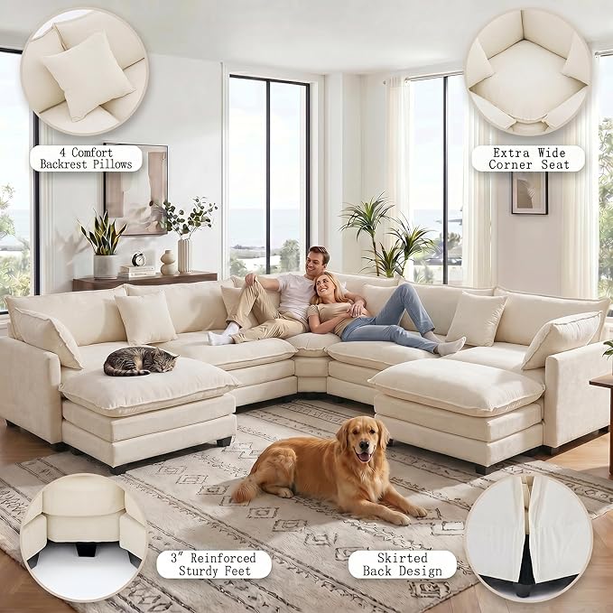 111.4" V-Shaped Corner Couch Sectional