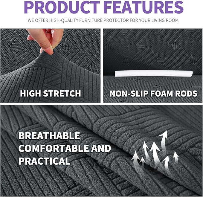 ZNSAYOTX Super Stretch Couch Cover, New Striped Sofa Covers Fitted Slipcovers
