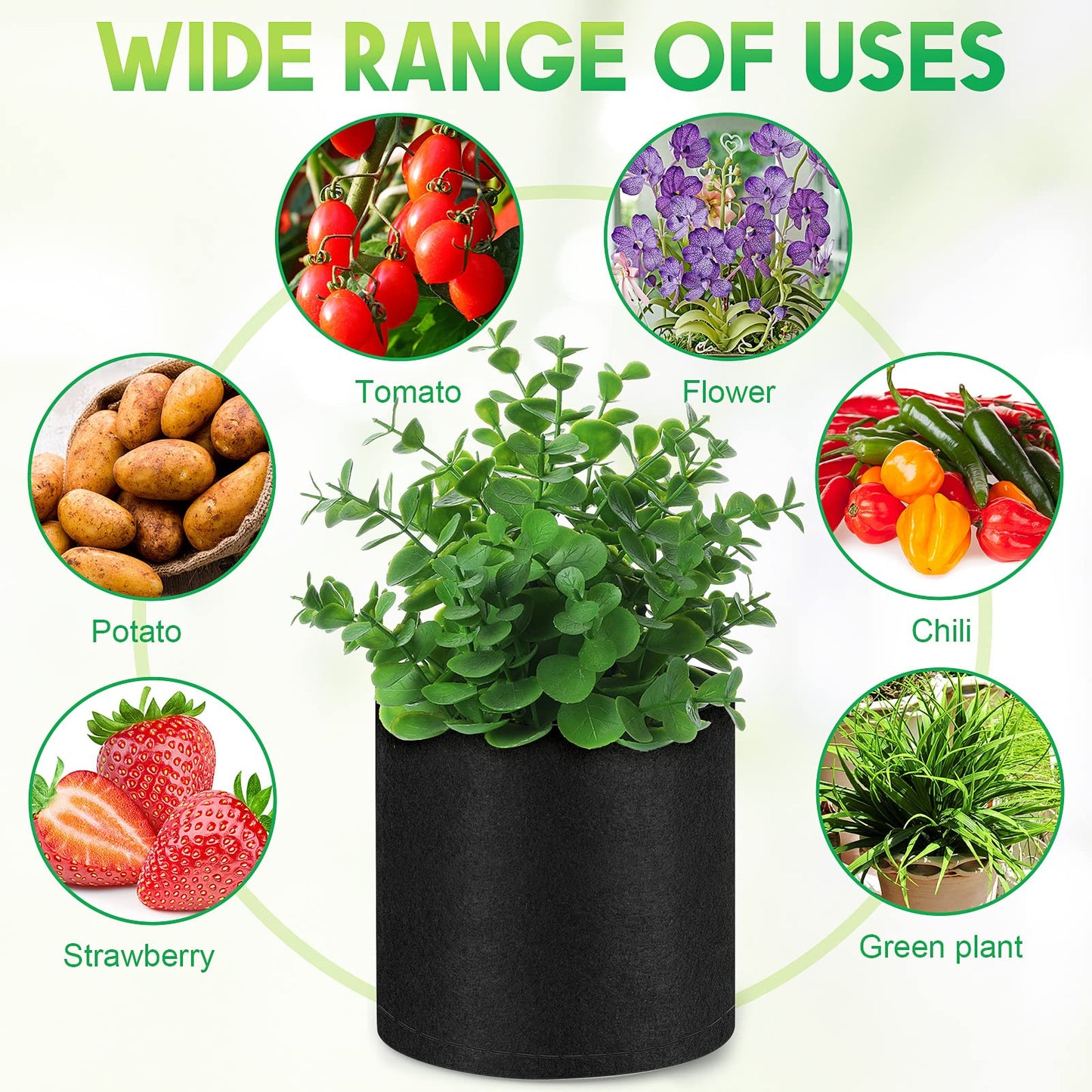 Nuanchu 50 Packs Grow Bags Small Aeration Fabric Pots Nonwoven Garden Bags Grow Pots Planter with 50 Pcs Plant Labels for Indoor Outdoor Plant Flower Planting Vegetable Growing (1 Gallon)