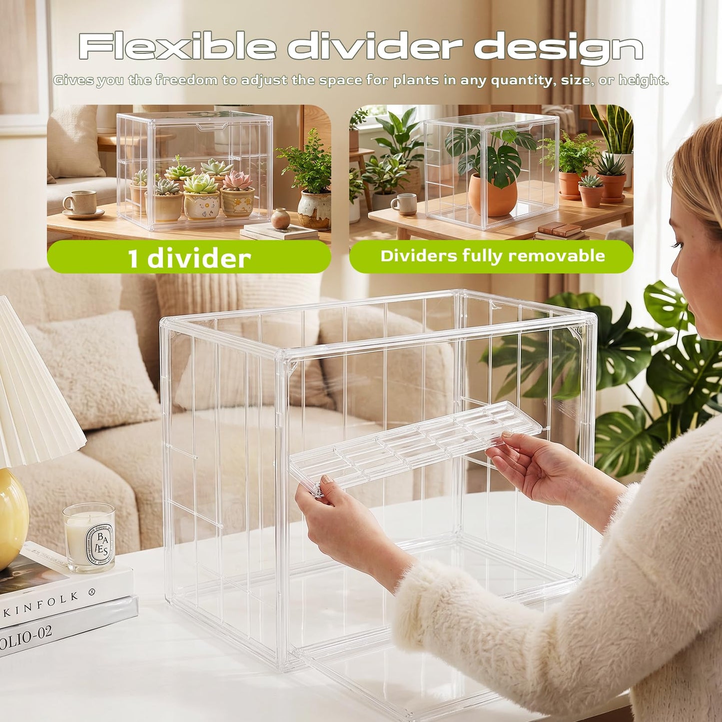 Clear Mini Greenhouse Indoor, Tabletop Portable Greenhouse with Magnetic Door Small Acrylic Plant Green House for Seed Starting, Plant Grow Warmer,and Home Gardening Display