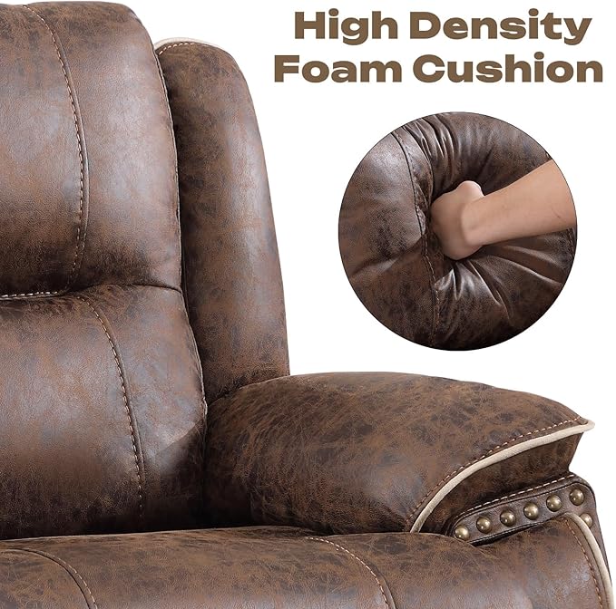 EBELLO Manual Recliner Sofa Set, Faux Leather Reclining Loveseat and 3 Seater