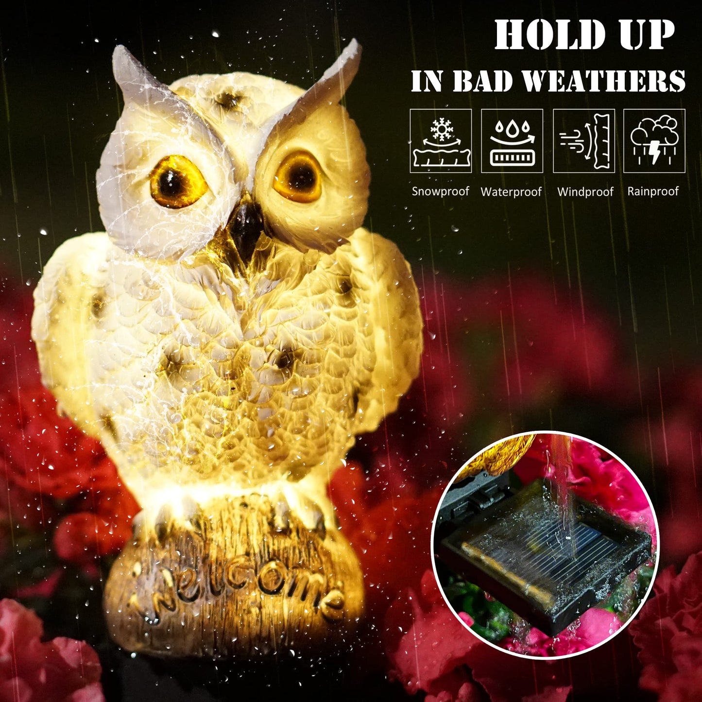 SmilingTown Solar Owl Garden Lights - Outdoor Owl Decorative Stake Light Waterproof for Yard Patio Pathway Lawn Ornaments Garden Decorations Gifts (2 Packs)