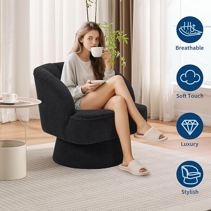 Garvee Ultra-Plush Swivel Accent Chair, 360° Barrel Lounge Chair
