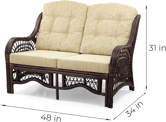 Malibu Lounge Loveseat Sofa Natural Rattan Wicker Handmade Design