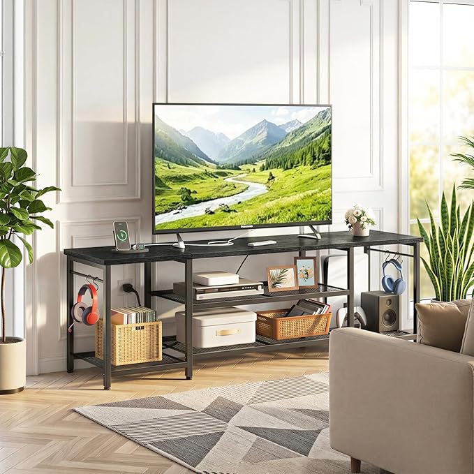 YGEOMER TV Stand for Up to 75 Inch TVs, Entertainment Center