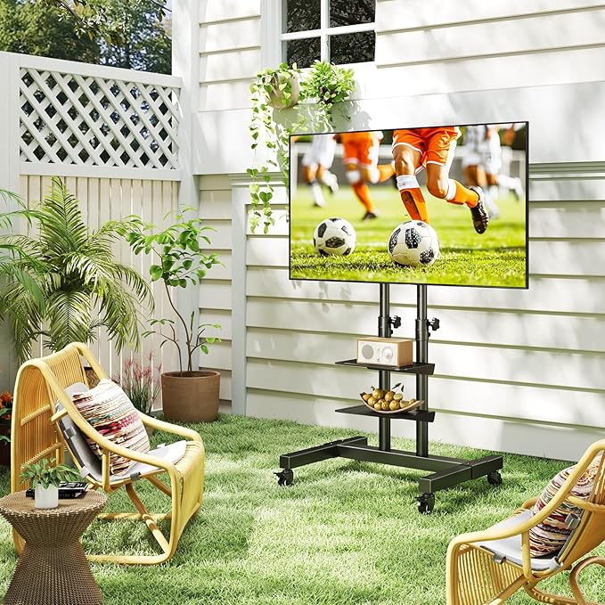 Mobile TV Stand Rolling TV Cart Floor Stand