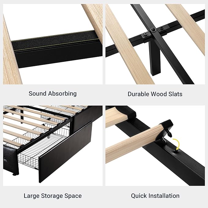 Allewie Upholstered Full Size Platform Bed Frame