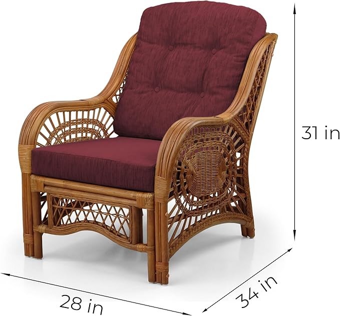 Malibu Lounge Living Accent Armchair Natural Rattan Wicker Handmade Design