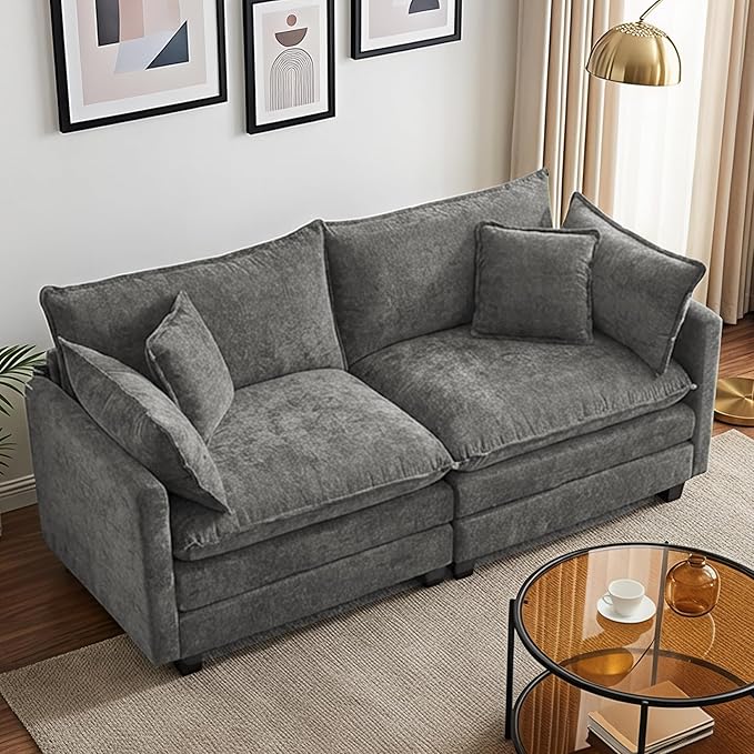 78" Modular Sectional Sofa, Cloud Couch Loveseat Sofa, Deep Seat Washable