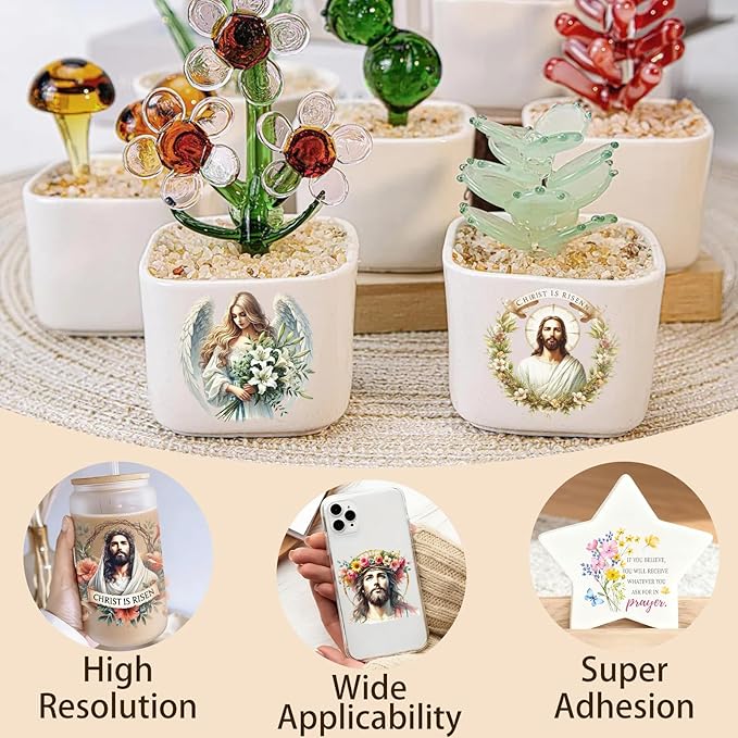 4 Sheets Rub on Transfers for Crafts, Bible Quotes Furniture Transfers for Wood