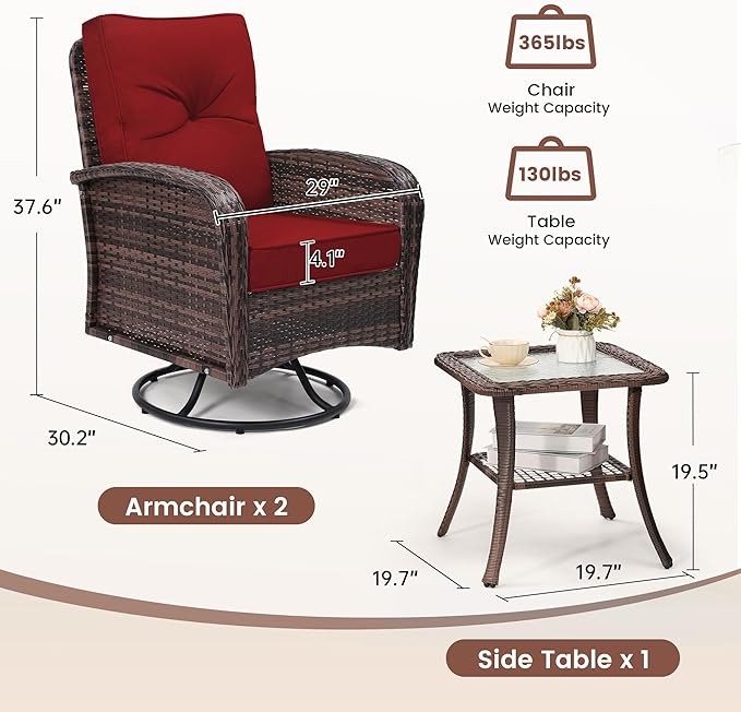 wildformers Luxury Outdoor Swivel Wicker Glider Patio Chairs