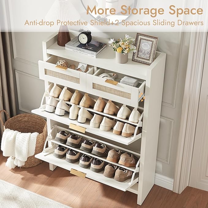 HOKYHOKY Rattan Shoe Storage Cabinet