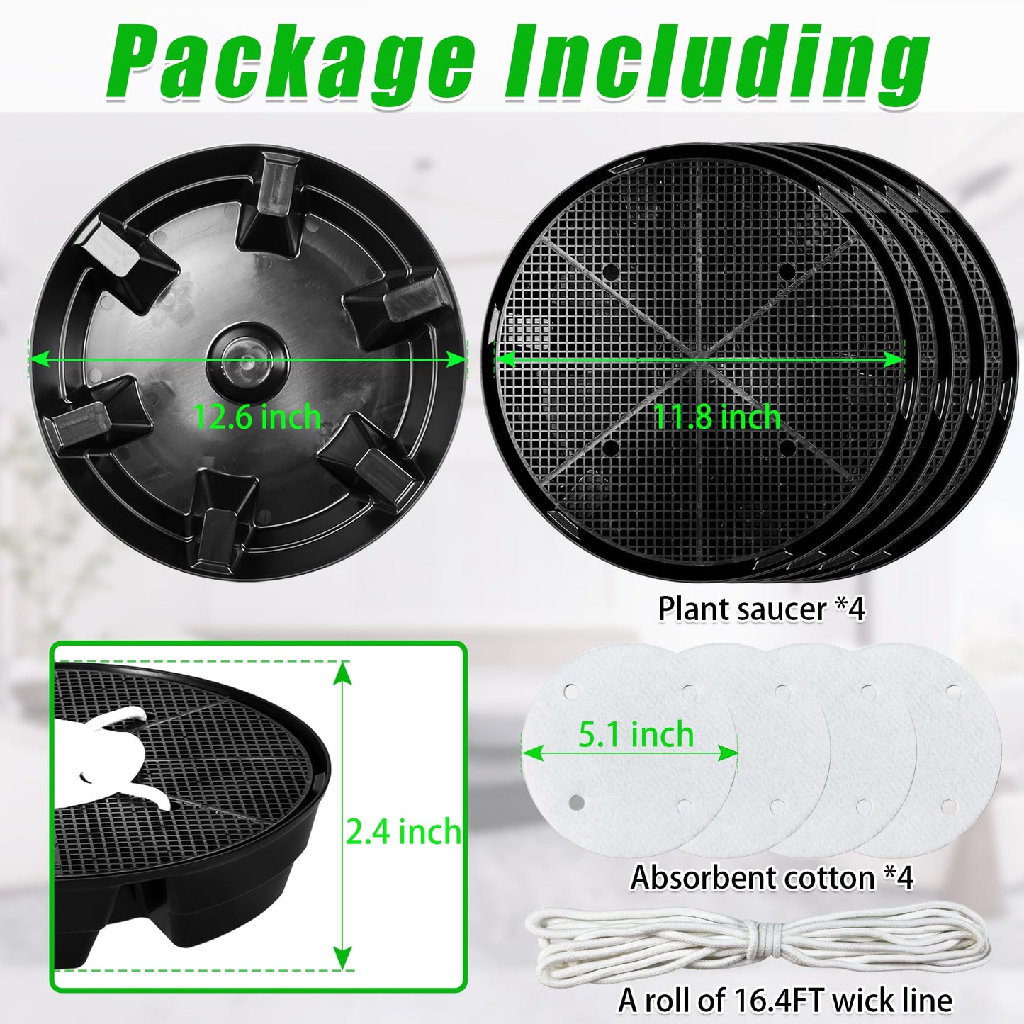4 Pcs Self-Watering Fabric Pot Base, Auto-Irrigation System Plant Saucer for 5 Gallon Fabric Pots, Auto Watering Plant Water Tray Self Watering System for Indoor Greenhouses Grow Tents Gardens