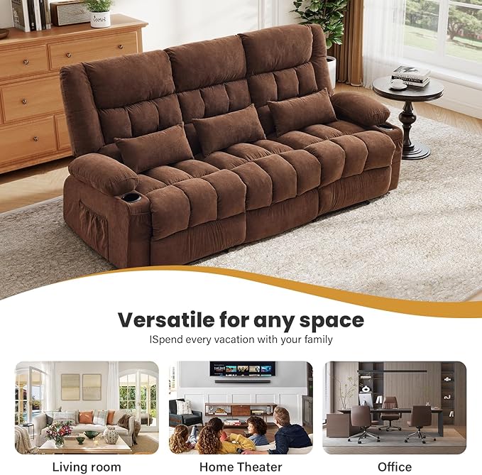 BOSMILLER Reclining Sofa with Cup Holders