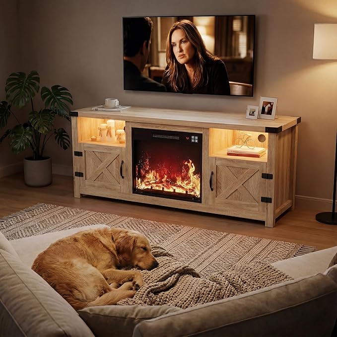 YESHOMY LED Fireplace TV Stand