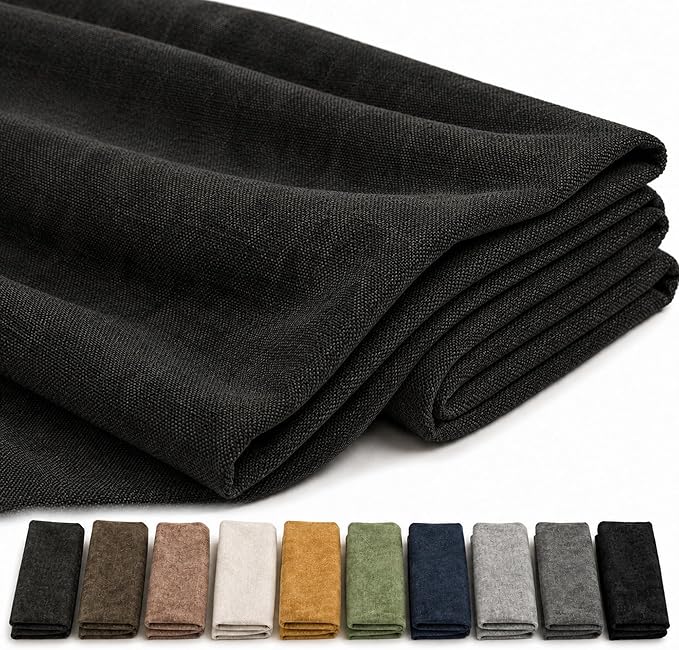 Mini Chenille Linen Blend Upholstery Fabric by the Yard, 57 Inch Wide Soft