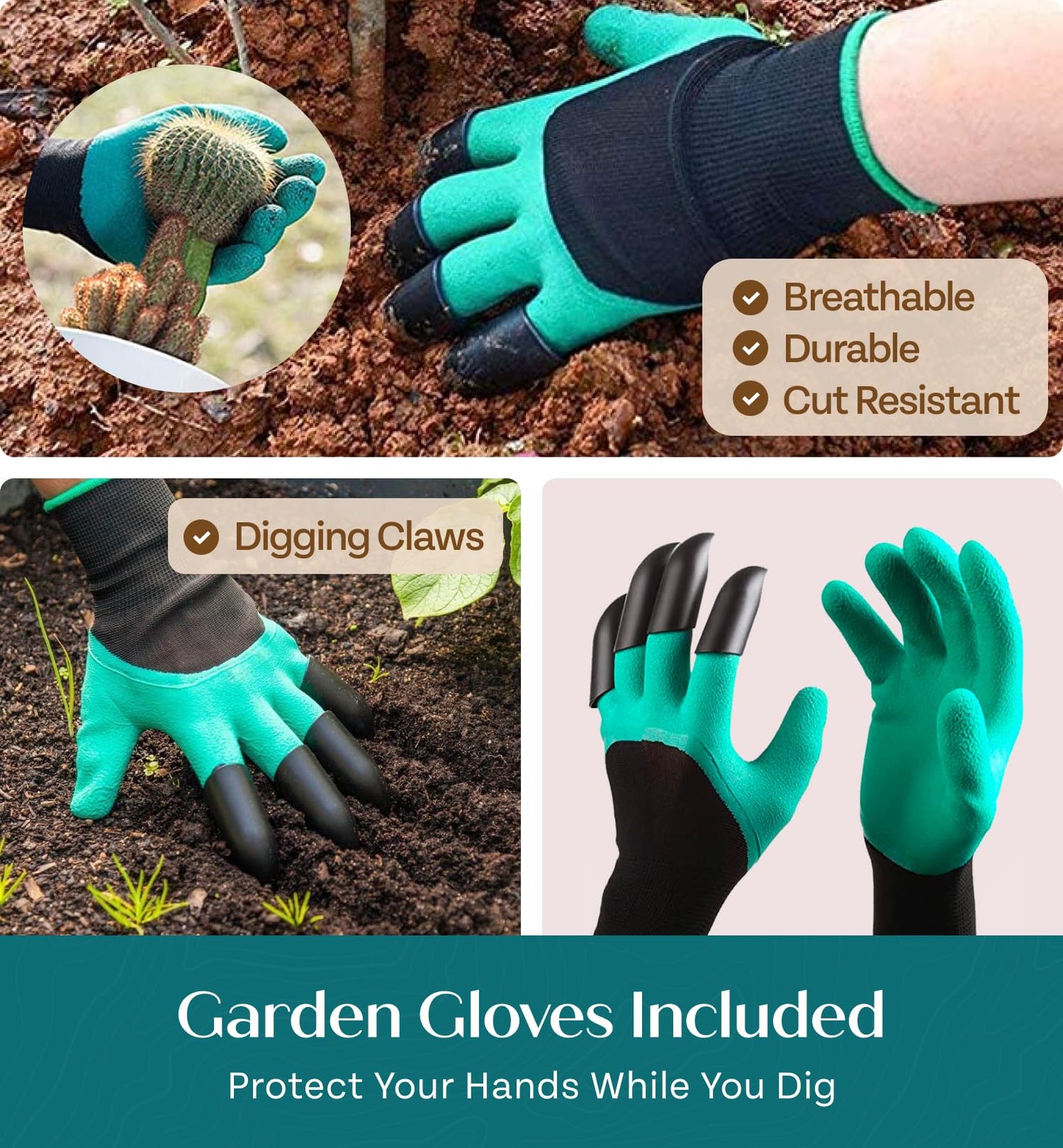 Heavy Duty Gardening Tools - Gardening Gifts for Women, Men, Mom, Dad - Durable, Ergonomic Garden Tools Set (Floral)