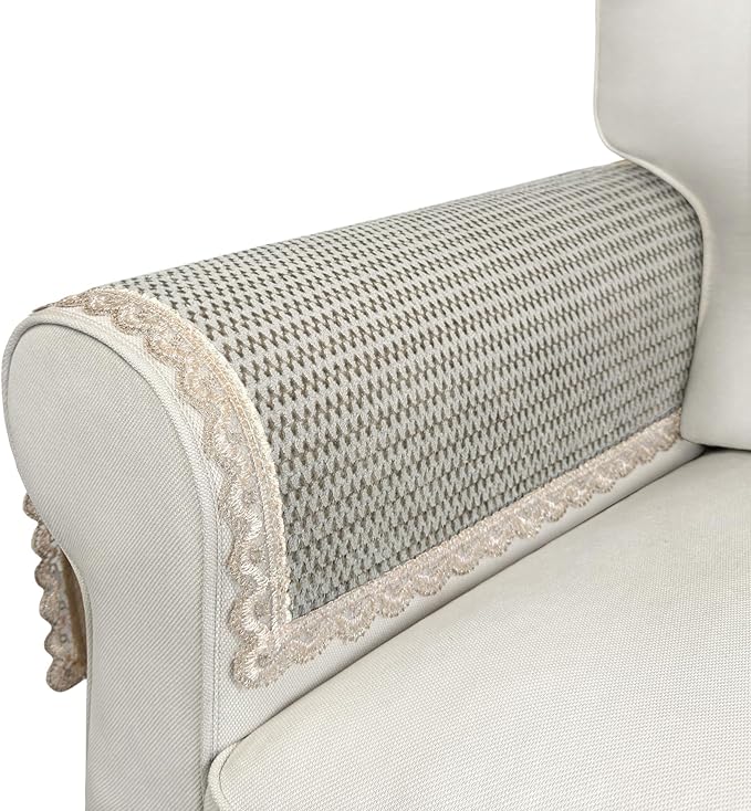 Couch Arm Covers, Couch Covers, Non-Slip Lace Armrest Covers, Headrest/Backrest