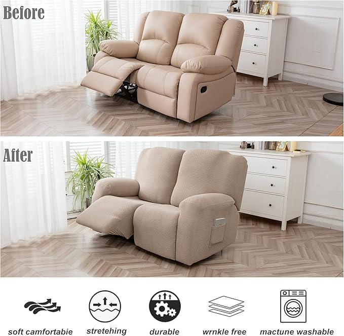 Genina Recliner Loveseat Covers, Stretch Reclining Sofa Covers, 2 Seater Couch