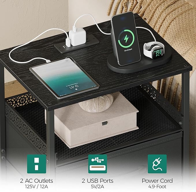 JARHETUN Nightstand Set of 2, Night Stands