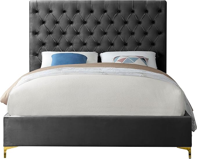Meridian Furniture Cruz Collection Modern | Contemporary Velvet Upholstered Bed