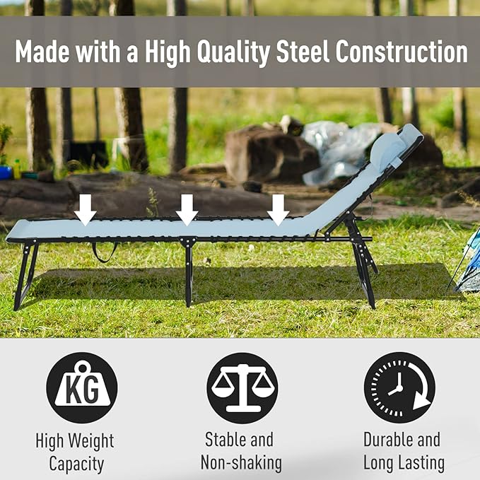 Outsunny Folding Chaise Lounge Chair, Patio Sun Tanning Chair, Outdoor Chaise