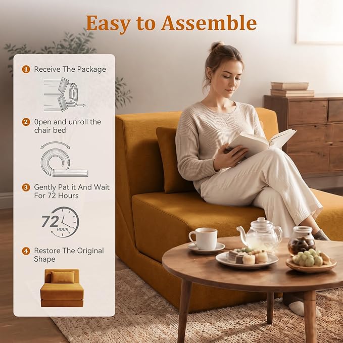 Fold Out Chair Bed, Folding Sofa Bed, 3 in 1 Convertible Sleeper Chair Bed