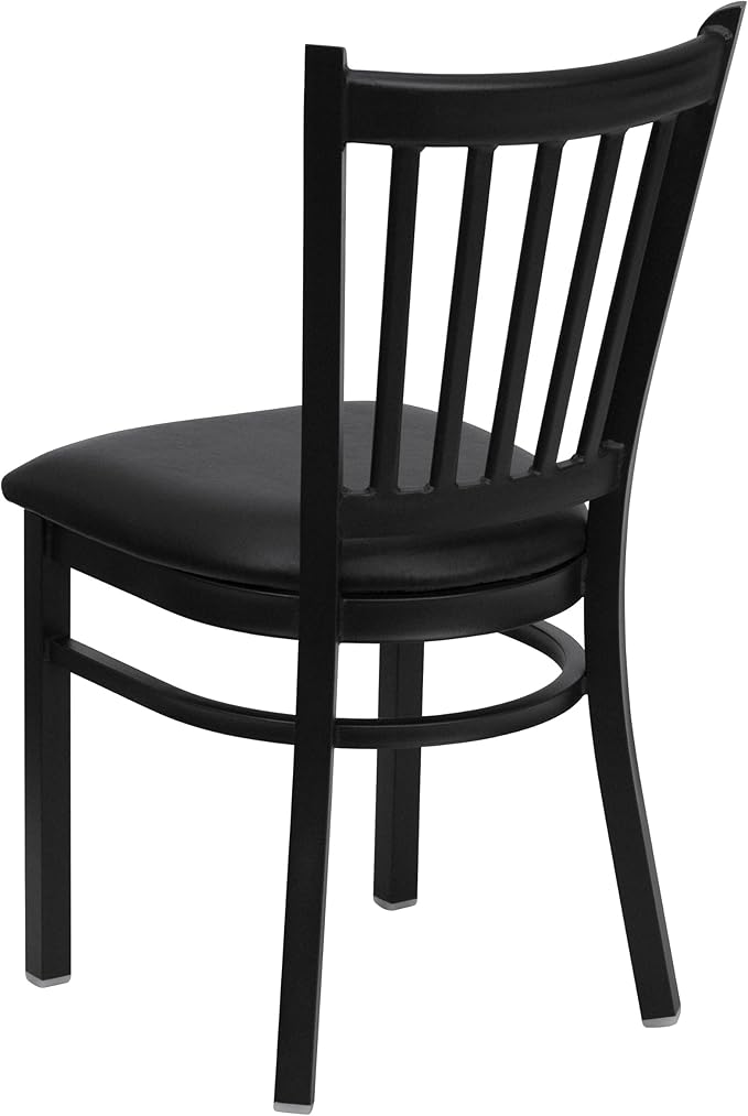 Flash Furniture 4 Pack HERCULES Series Black Vertical Back Metal Restaurant
