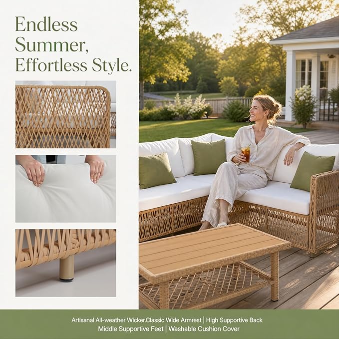 ABCASA Outdoor Patio Sectional Furniture Set