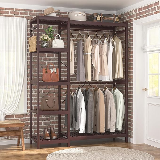 Homykic Bamboo Clothes Rack Garment Rack