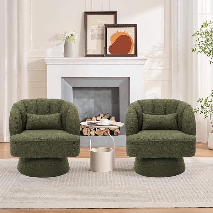Garvee Ultra-Plush Swivel Accent Chair, 360° Barrel Lounge Chair