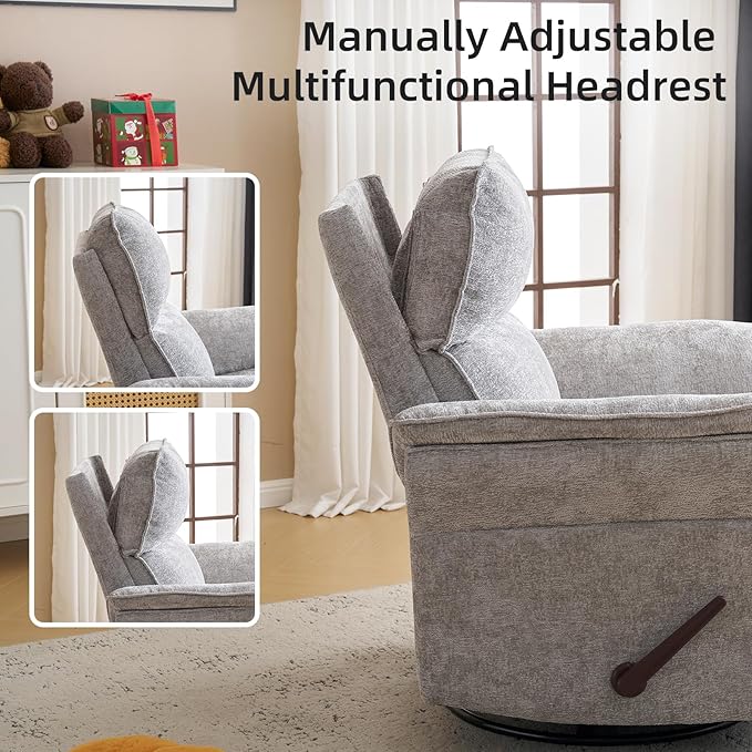 Oversized Glider Rocker Recliner, Chenille Rocking Nursery Chair