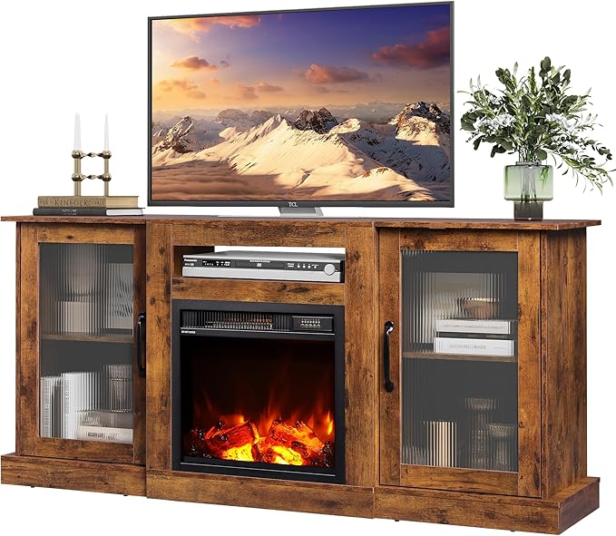 WLIVE Fireplace TV Stand for 65" TV, Entertainment Center