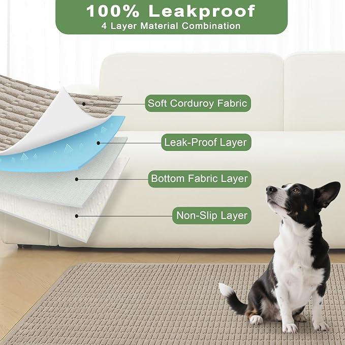 Washable Pee Pads for Dogs, Reusable Puppy Pads Dog Pads, Non-Slip Dog Pee Pads, Leakproof Pet Pee Pads Wee Wee Pads for Dogs. (Brown, 40"x60"(Pack of 1))